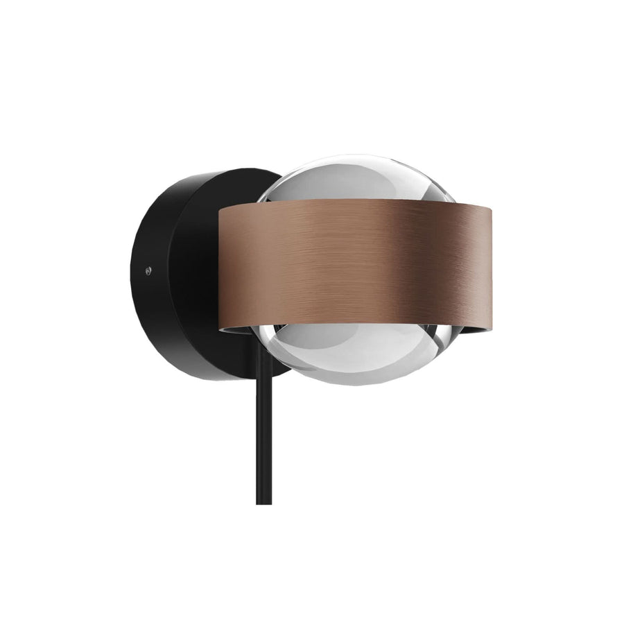 Applique murale LED Puk! 80 Wall en verre, cuivré brossé et noir, hauteur 6,5 cm