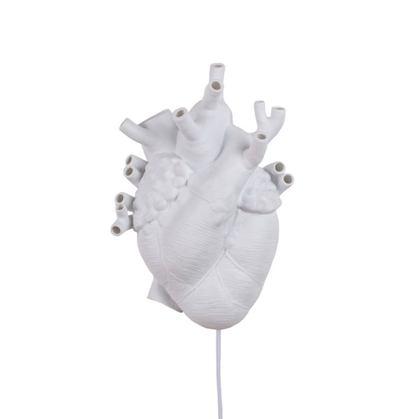 Applique murale Heart Lamp en porcelaine, blanc, hauteur 32 cm