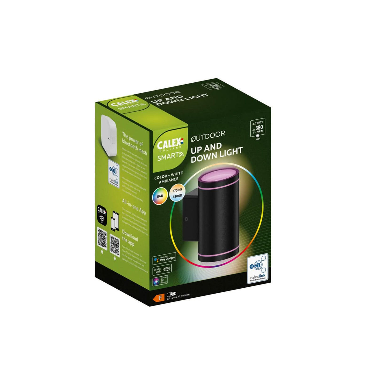 Applique d'extérieur LED Outdoor Up-/ en métal, noir, 2 lumières, Ø 7,6 cm, IP54