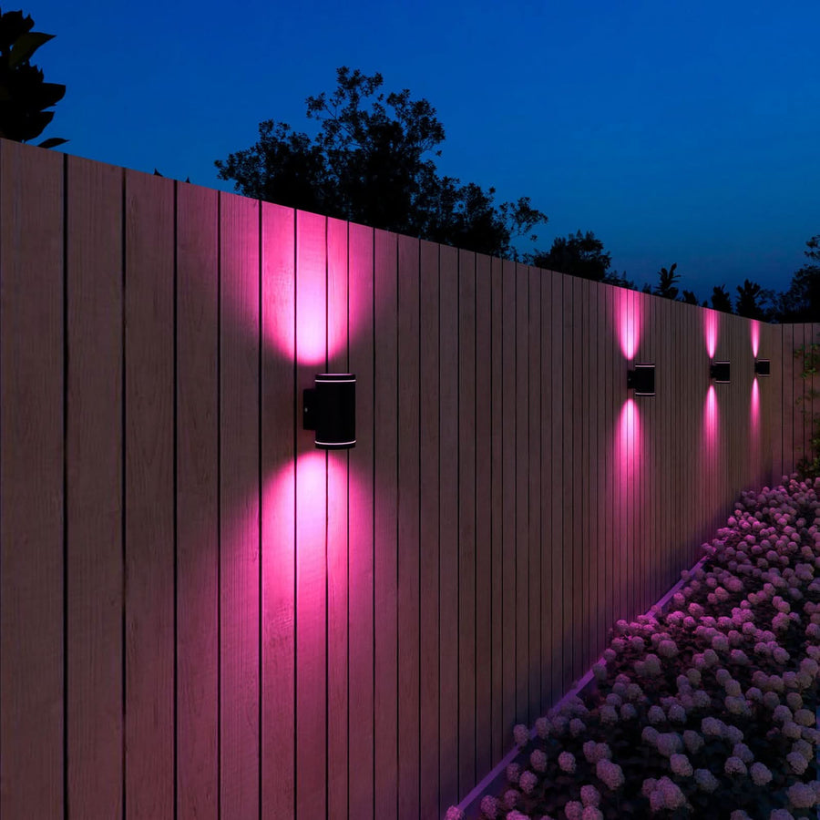 Applique d'extérieur LED Outdoor Up-/ en métal, noir, 2 lumières, Ø 7,6 cm, IP54