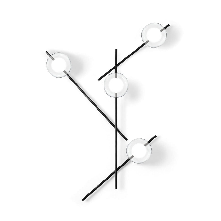 Applique murale Mikado en verre, noir et transparent, 4 lumières