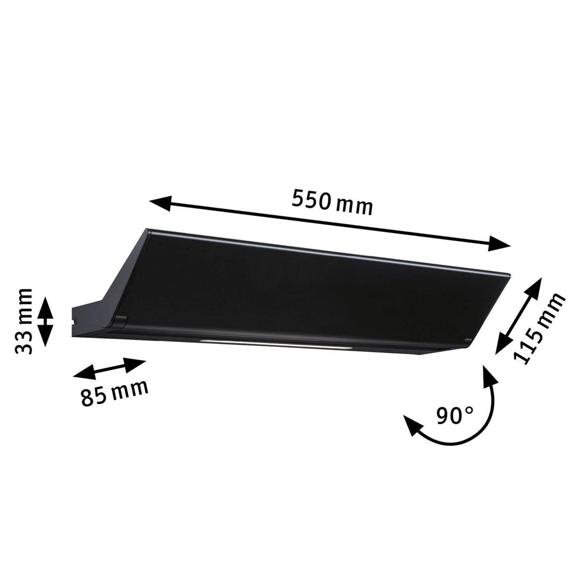 Applique murale LED Ranva en aluminium, noir mat, hauteur 3,3 cm