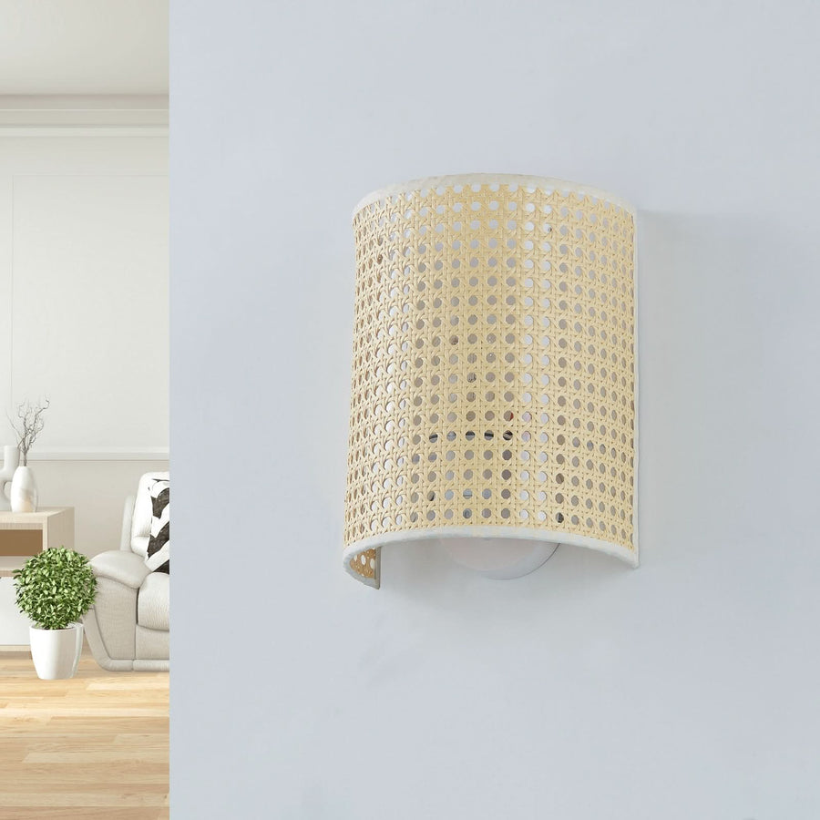 Applique murale Lautaro en bambou, beige, hauteur 25 cm