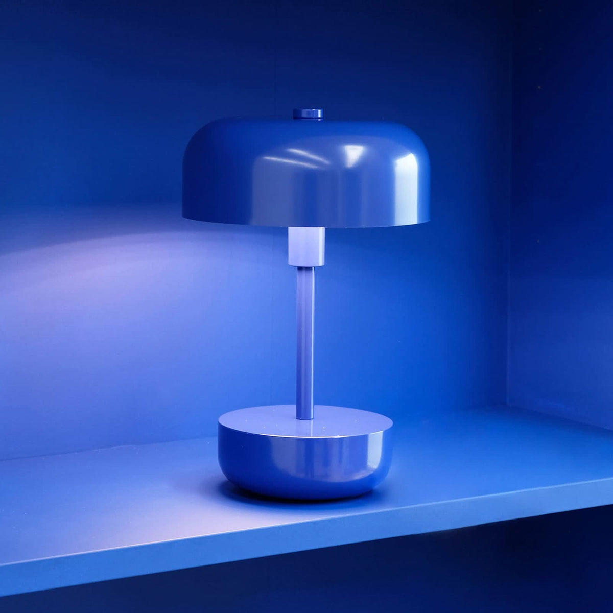 Lampe à poser d'extérieur LED rechargeable Haipot en métal, bleu, Ø 17 cm, IP44