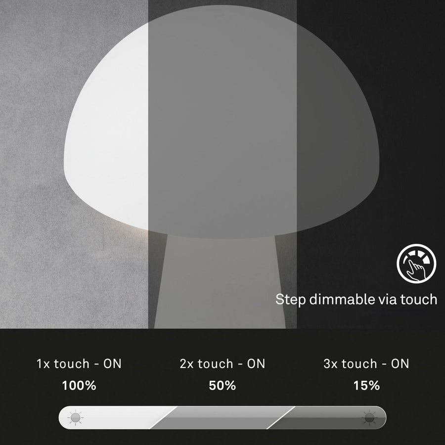 Lampe à poser d'extérieur LED rechargeable Fungo, blanc, Ø 16 cm, IP44
