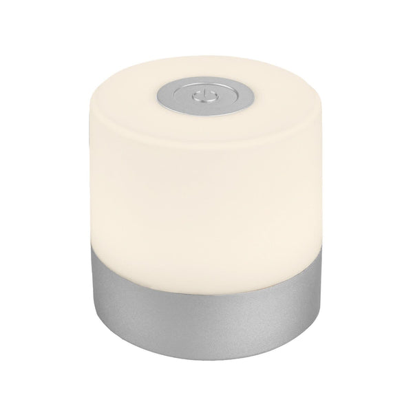 Lampe à poser d'extérieur LED rechargeable Smal, chromé mat et blanc, Ø 7 cm, IP44, 2700 K, 2 W