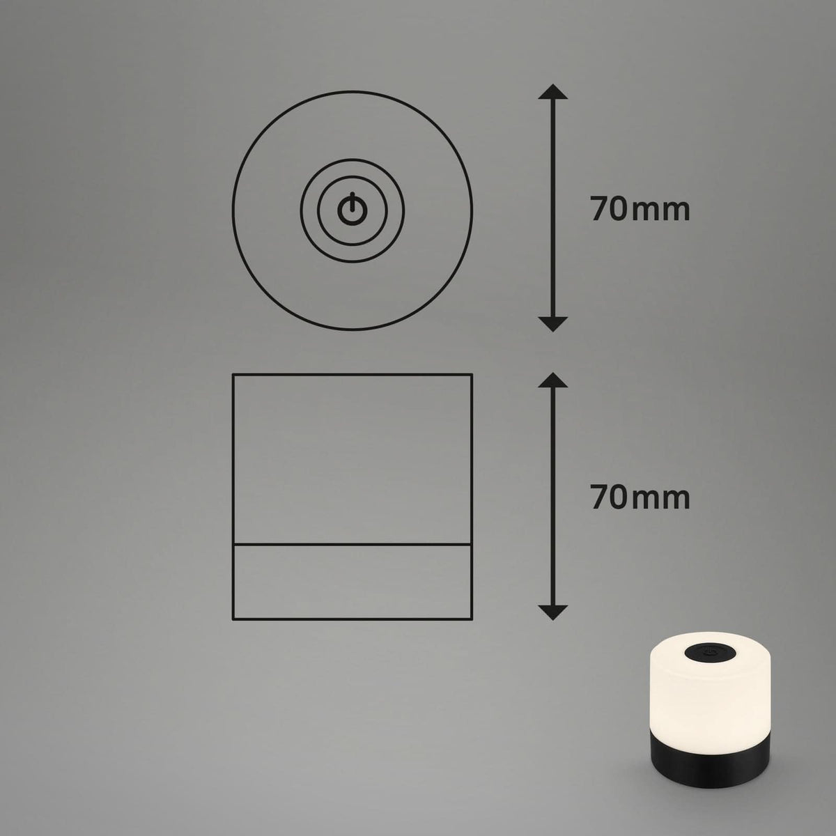 Lampe à poser d'extérieur LED rechargeable Smal, noir et blanc, Ø 7 cm, IP44, 2700 K, 2 W