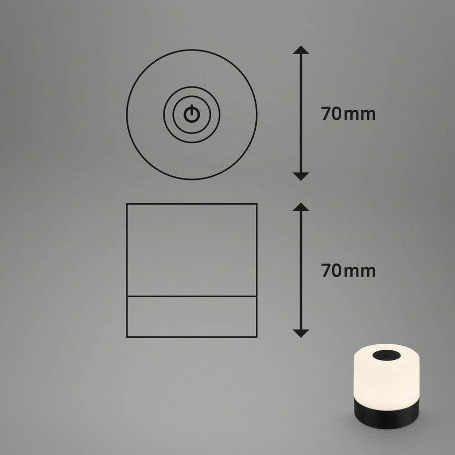Lampe à poser d'extérieur LED rechargeable Smal, noir et blanc, Ø 7 cm, IP44, 2700 K, 2 W