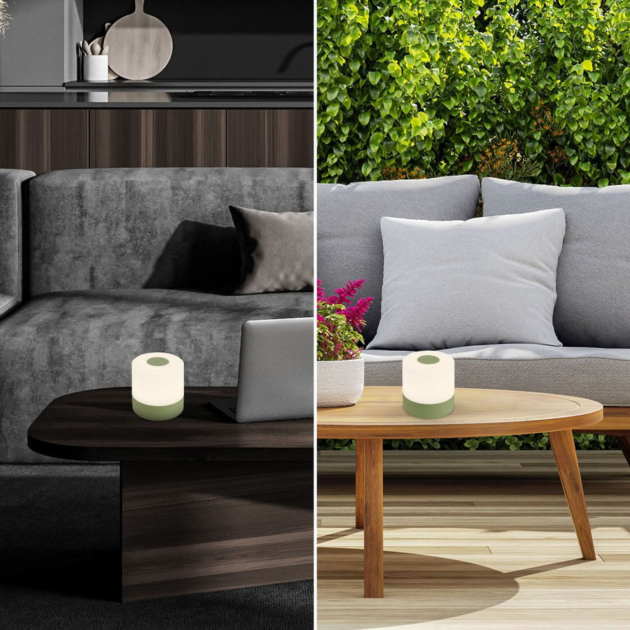 Lampe à poser d'extérieur LED rechargeable Smal, vert et blanc, Ø 7 cm, IP44