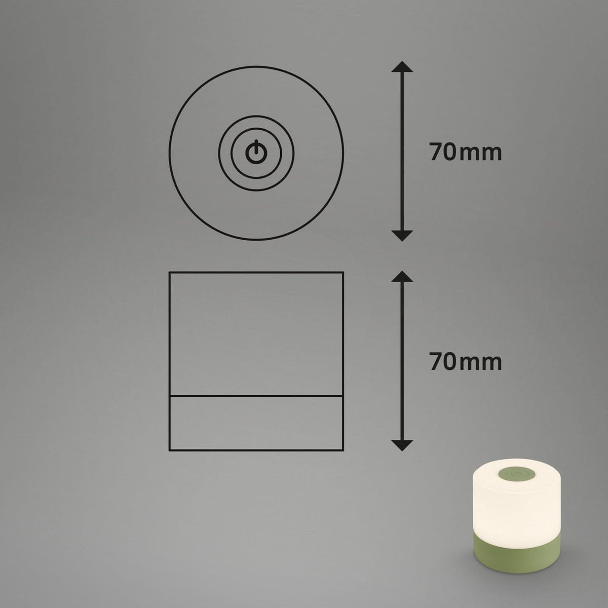 Lampe à poser d'extérieur LED rechargeable Smal, vert et blanc, Ø 7 cm, IP44