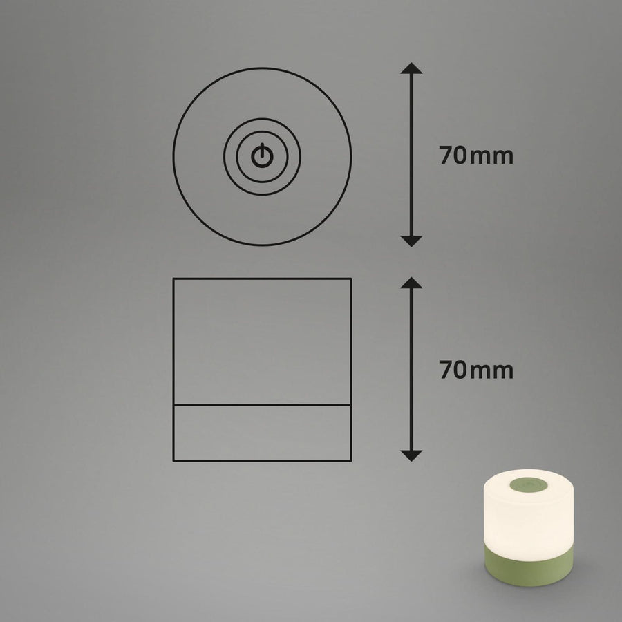 Lampe à poser d'extérieur LED rechargeable Smal, vert et blanc, Ø 7 cm, IP44