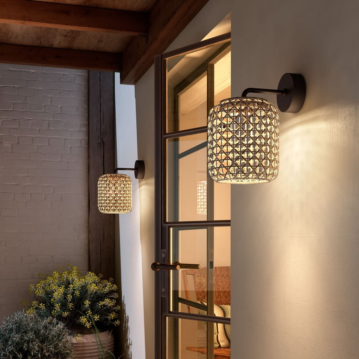 Applique d'extérieur LED Nans A en aluminium, graphite et marron, Ø 21,6 cm, IP54
