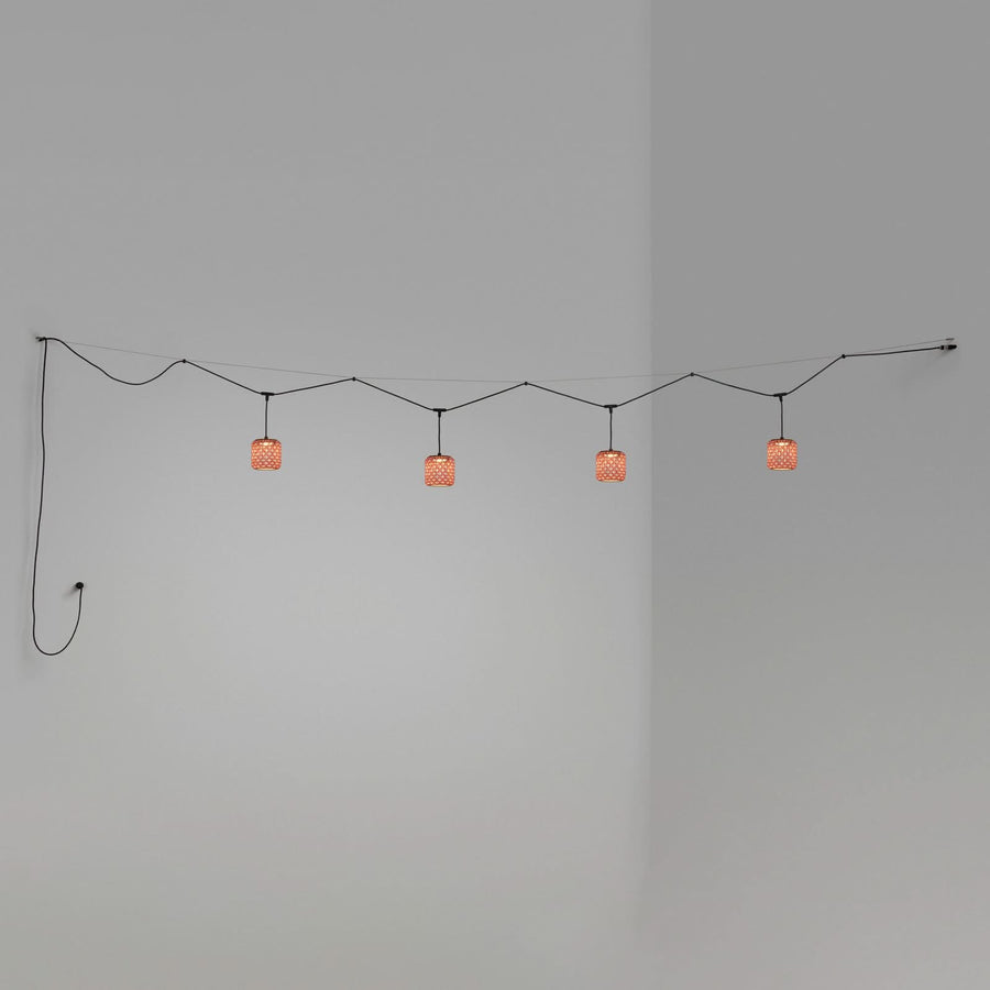 Suspension d'extérieur LED Nans S/16/4L en aluminium, graphite et rouge, Ø 16,7 cm, IP54