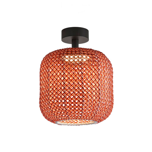 Plafonnier d'extérieur LED Nans PF/31 en aluminium, graphite et rouge, Ø 31,5 cm, IP54
