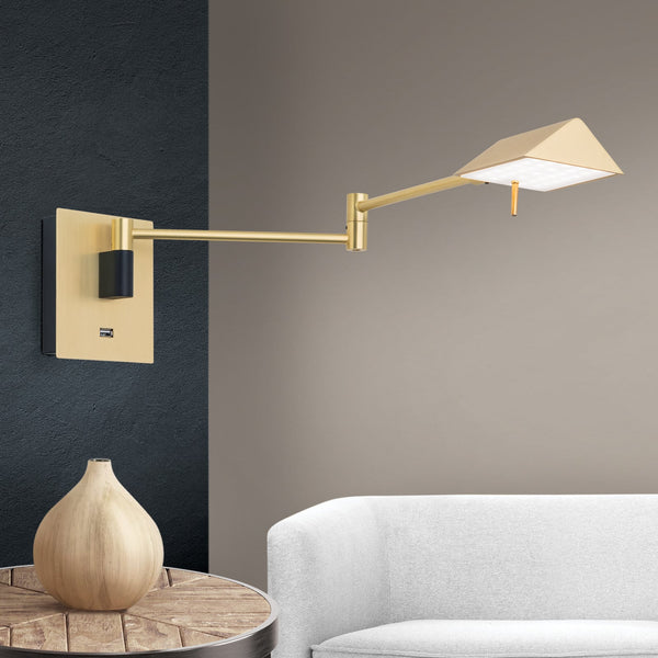 Applique murale LED Boston en métal, laiton mat et noir, hauteur 17 cm