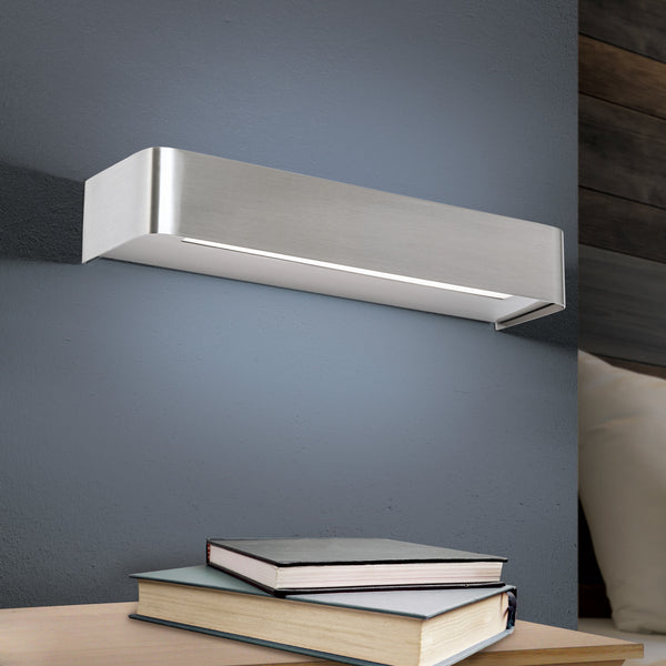 Applique murale LED Bernhard en métal, acier et blanc, hauteur 5 cm