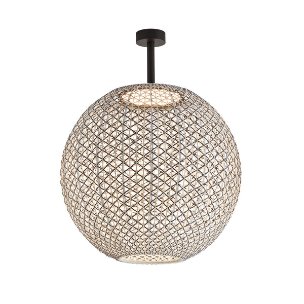 Plafonnier d'extérieur LED Nans Sphere PF/60 en aluminium, graphite et marron, Ø 60 cm, IP54