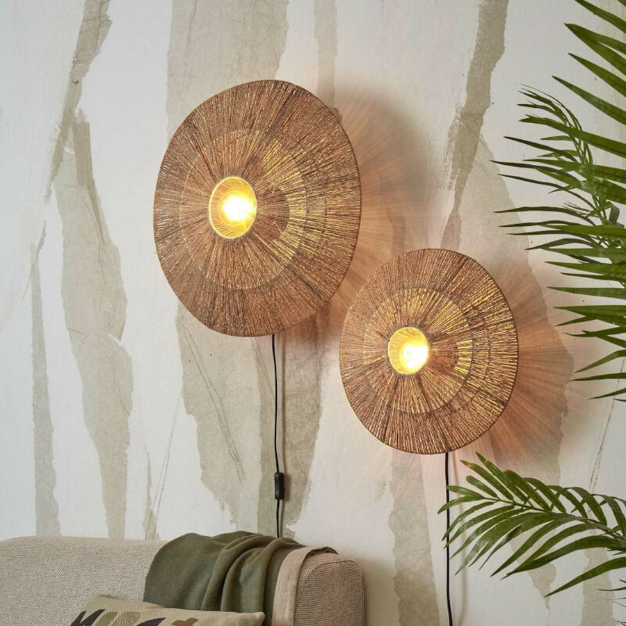 Applique murale Iguazu en tissu, crème, Ø 40 cm