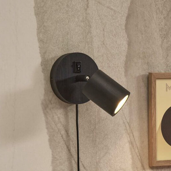 Applique murale Java en bambou, noir, hauteur 12 cm