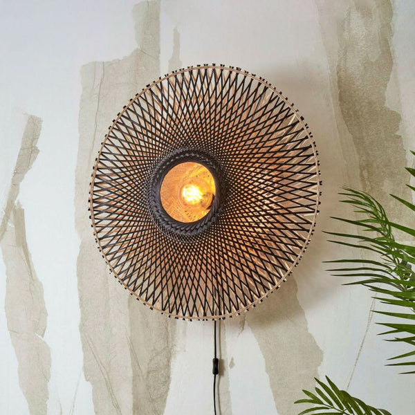 Applique murale Kalimantan Wand en bambou, noir et noir, Ø 87 cm