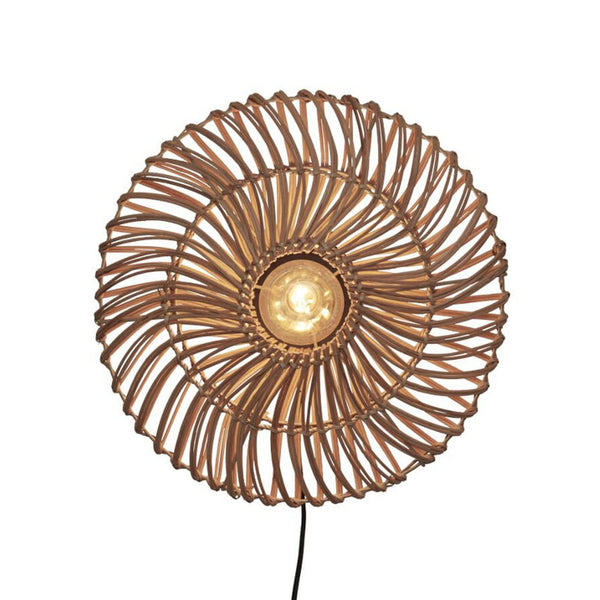Applique murale Zanzibar en rotin, crème, Ø 40 cm