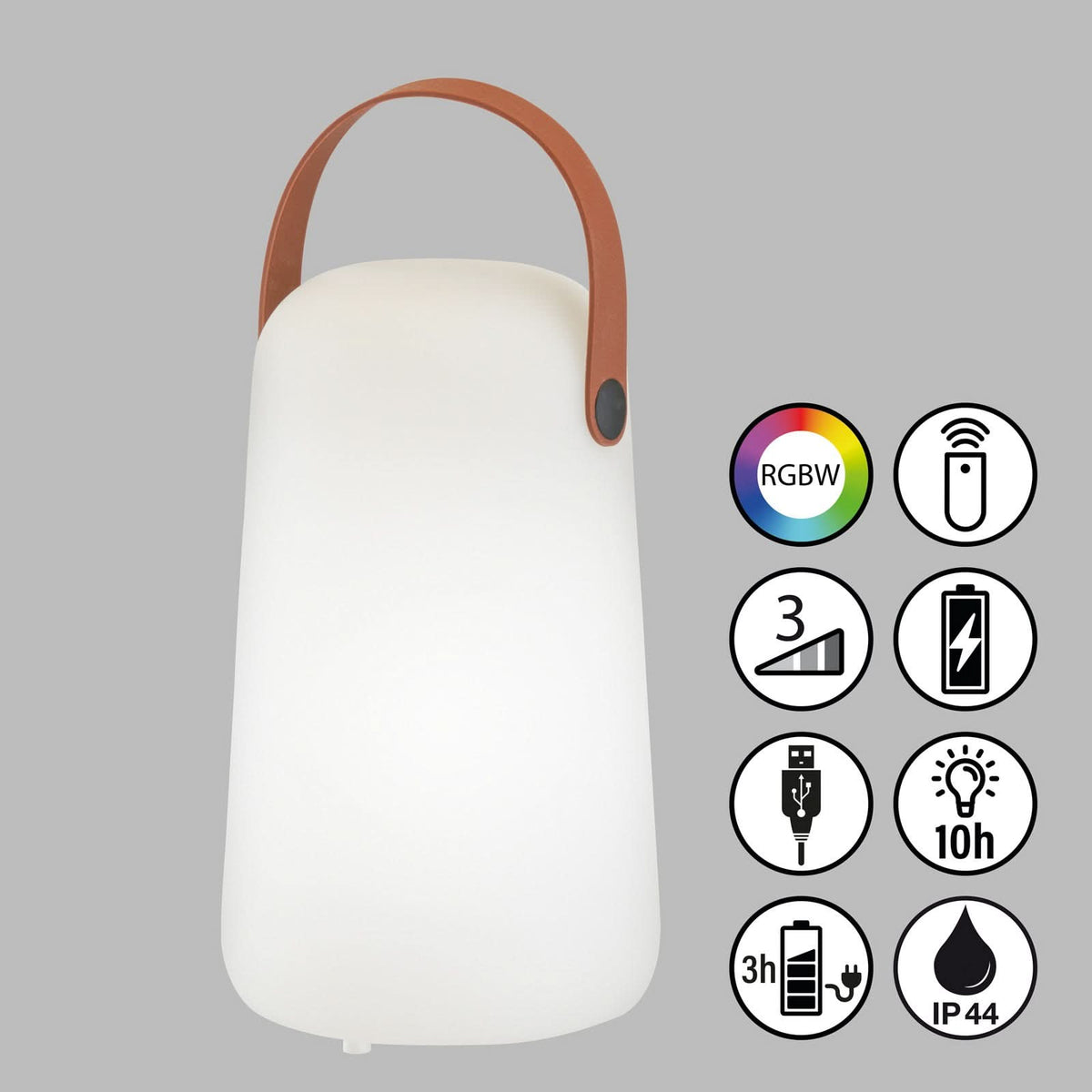 Lampe à poser d'extérieur LED rechargeable Collgar, blanc et marron, Ø 12,5 cm, IP44