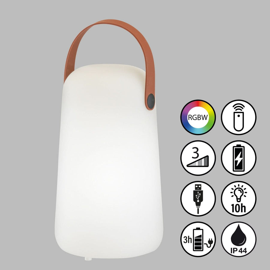 Lampe à poser d'extérieur LED rechargeable Collgar, blanc et marron, Ø 12,5 cm, IP44