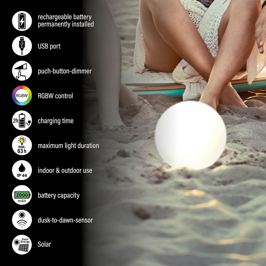 Lampe solaire d'extérieur LED Busso, blanc, Ø 18 cm, IP44