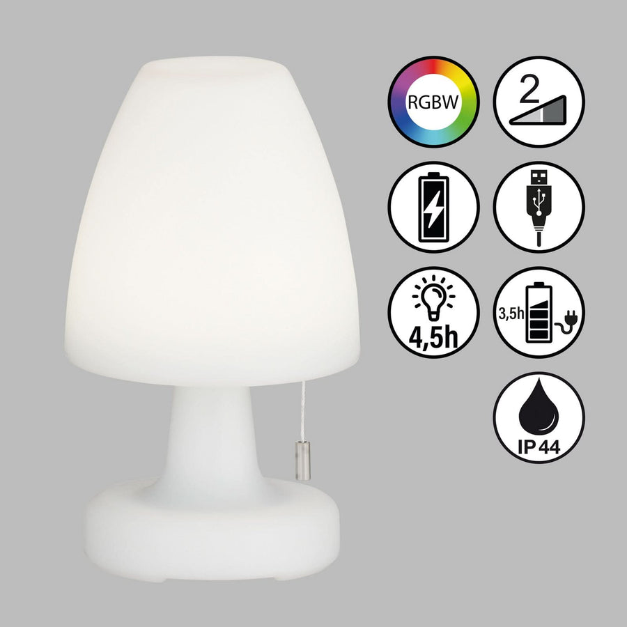 Lampe à poser d'extérieur LED rechargeable Termoli, blanc, Ø 15 cm, IP44