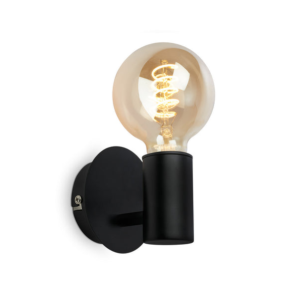 Applique murale Kosol en métal, noir, Ø 10 cm, IP44