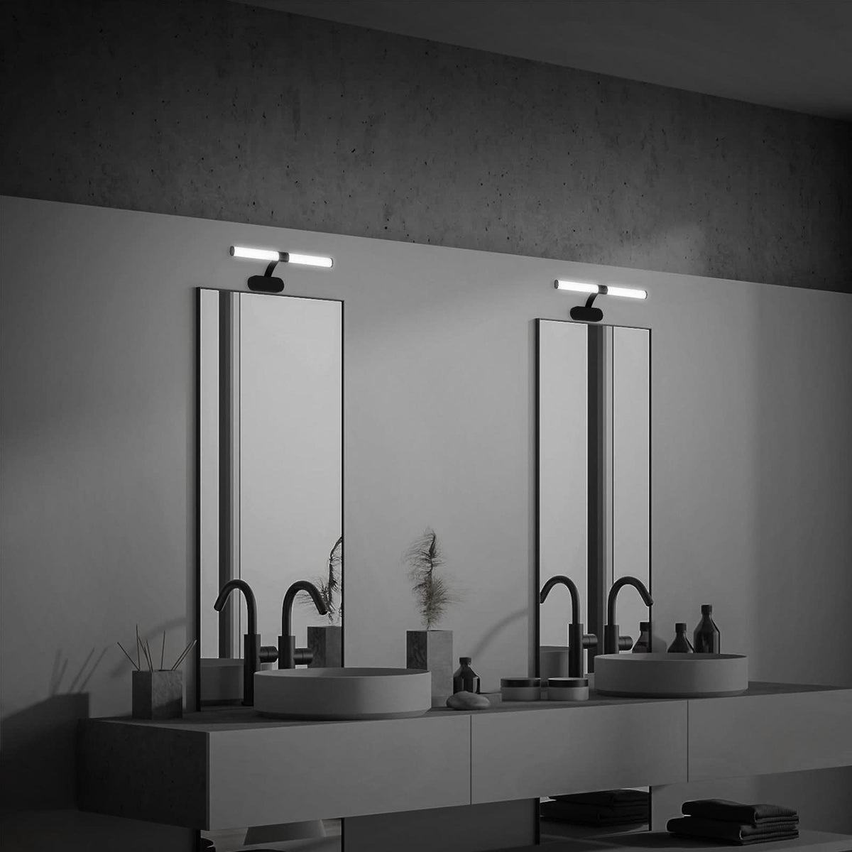 Applique murale LED Runt IP44, noir et blanc, Ø 40 cm, IP44