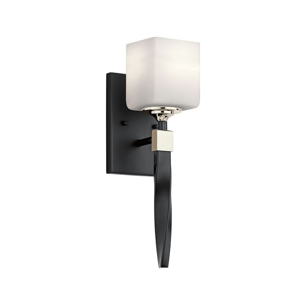 Applique murale Marette en verre, noir et blanc, hauteur 41,3 cm, IP44