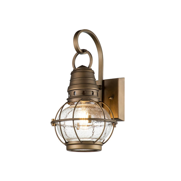 Applique d'extérieur Bridgeton en verre, laiton et transparent, Ø 17,8 cm, IP44