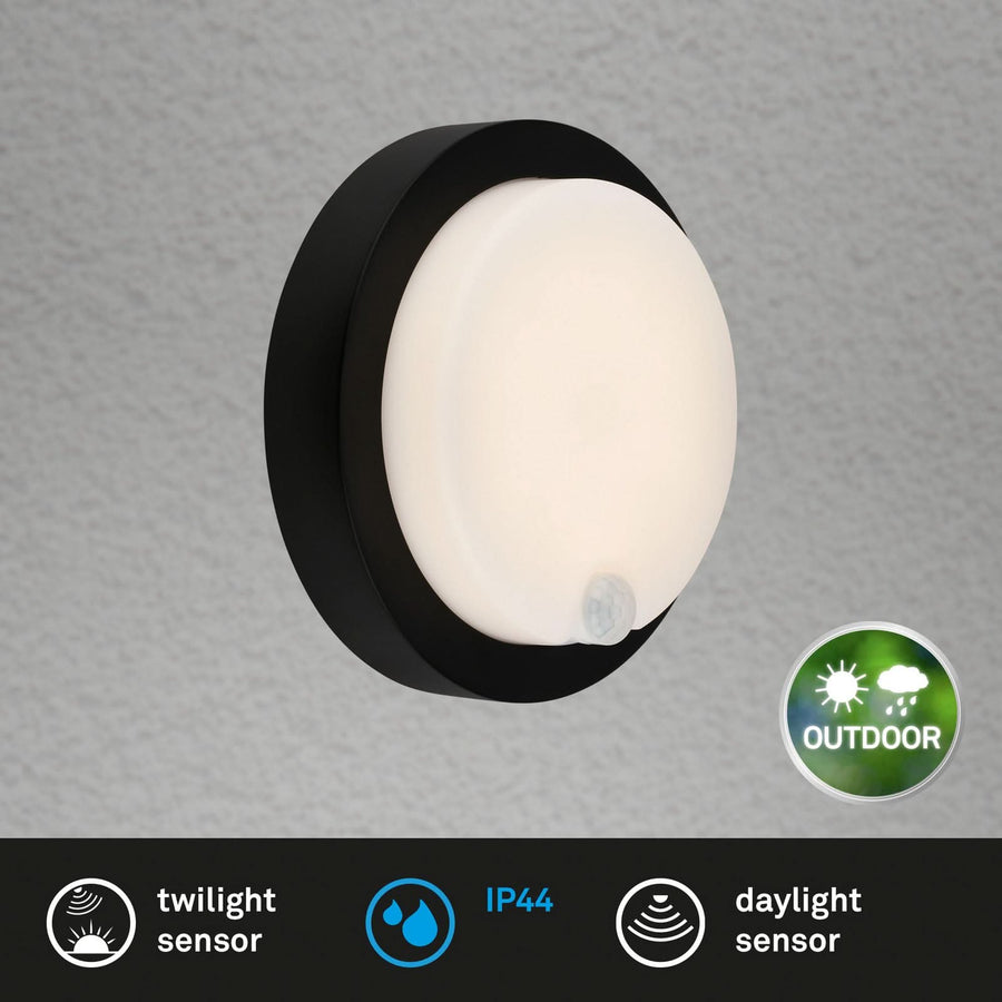 Applique d'extérieur LED rechargeable 3765015, noir et blanc, Ø 17 cm, IP44