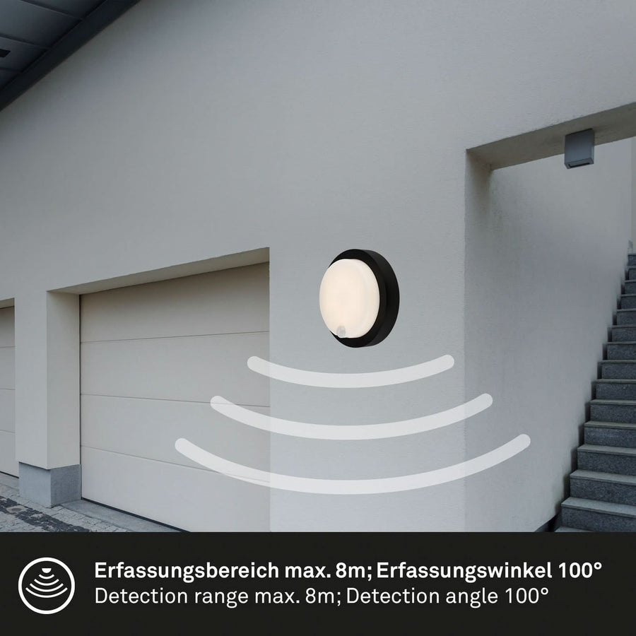 Applique d'extérieur LED rechargeable 3765015, noir et blanc, Ø 17 cm, IP44