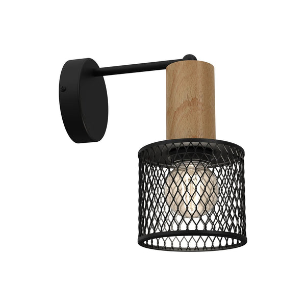 Applique murale Sobresa en bois, noir, hauteur 23 cm