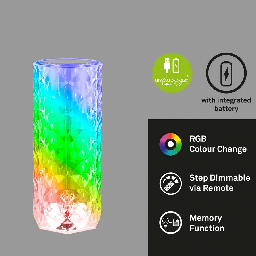 Lampe à poser d'extérieur LED rechargeable 7463010, transparent, Ø 9 cm, IP44