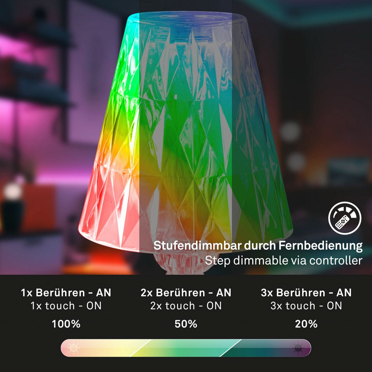 Lampe à poser d'extérieur LED 7464010 RVB, transparent, Ø 11,5 cm, IP44
