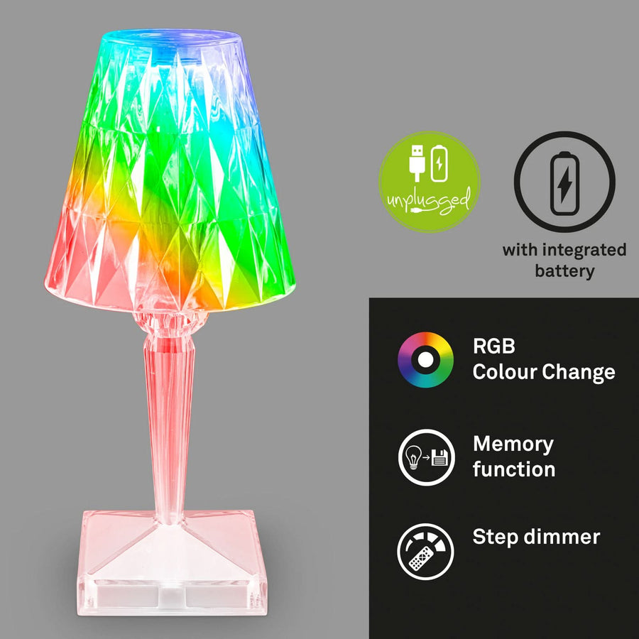 Lampe à poser d'extérieur LED 7464010 RVB, transparent, Ø 11,5 cm, IP44