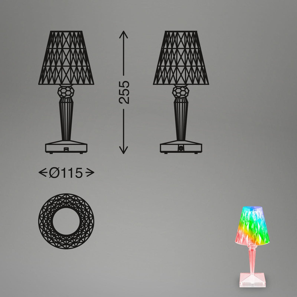 Lampe à poser d'extérieur LED 7464010 RVB, transparent, Ø 11,5 cm, IP44