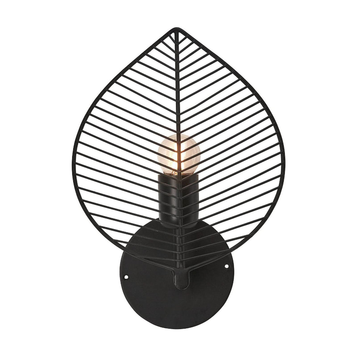 Applique murale Elm en métal, noir mat, hauteur 30 cm
