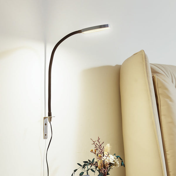Applique murale LED Flexola en métal, nickel et noir, hauteur 58 cm, 3000 K, 4 W, largeur 3,5 cm, modèle 2