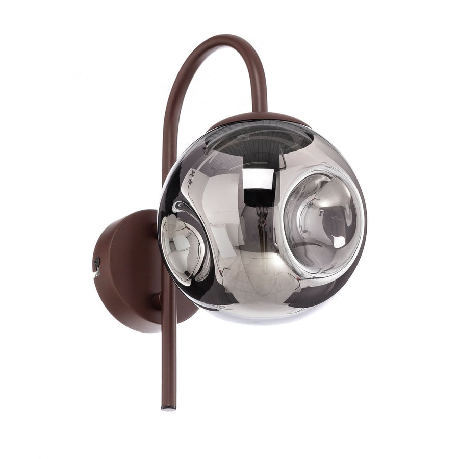 Applique murale Valentina en verre, gris fumée et marron, hauteur 28,6 cm