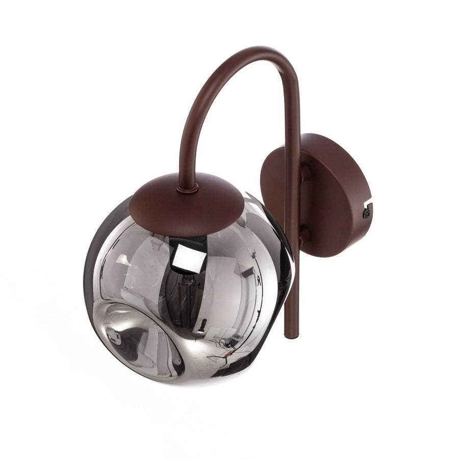 Applique murale Valentina en verre, gris fumée et marron, hauteur 28,6 cm