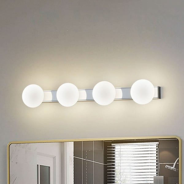 Applique murale LED en verre, chromé et blanc, hauteur 10 cm, IP44