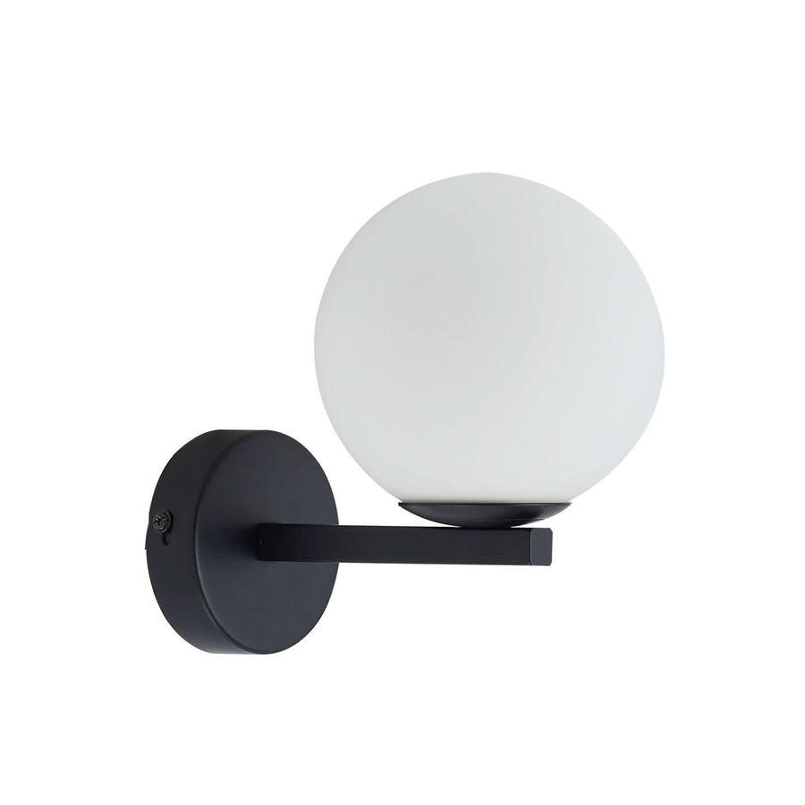 Applique murale Bidolo en verre, noir et blanc, Ø 12 cm, IP44