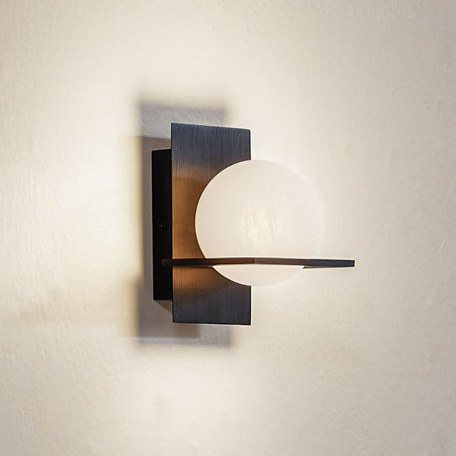 Applique murale Kulka en verre, noir et blanc, hauteur 16 cm