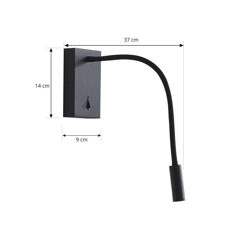 Applique murale LED Hetti en métal, noir, hauteur 14 cm
