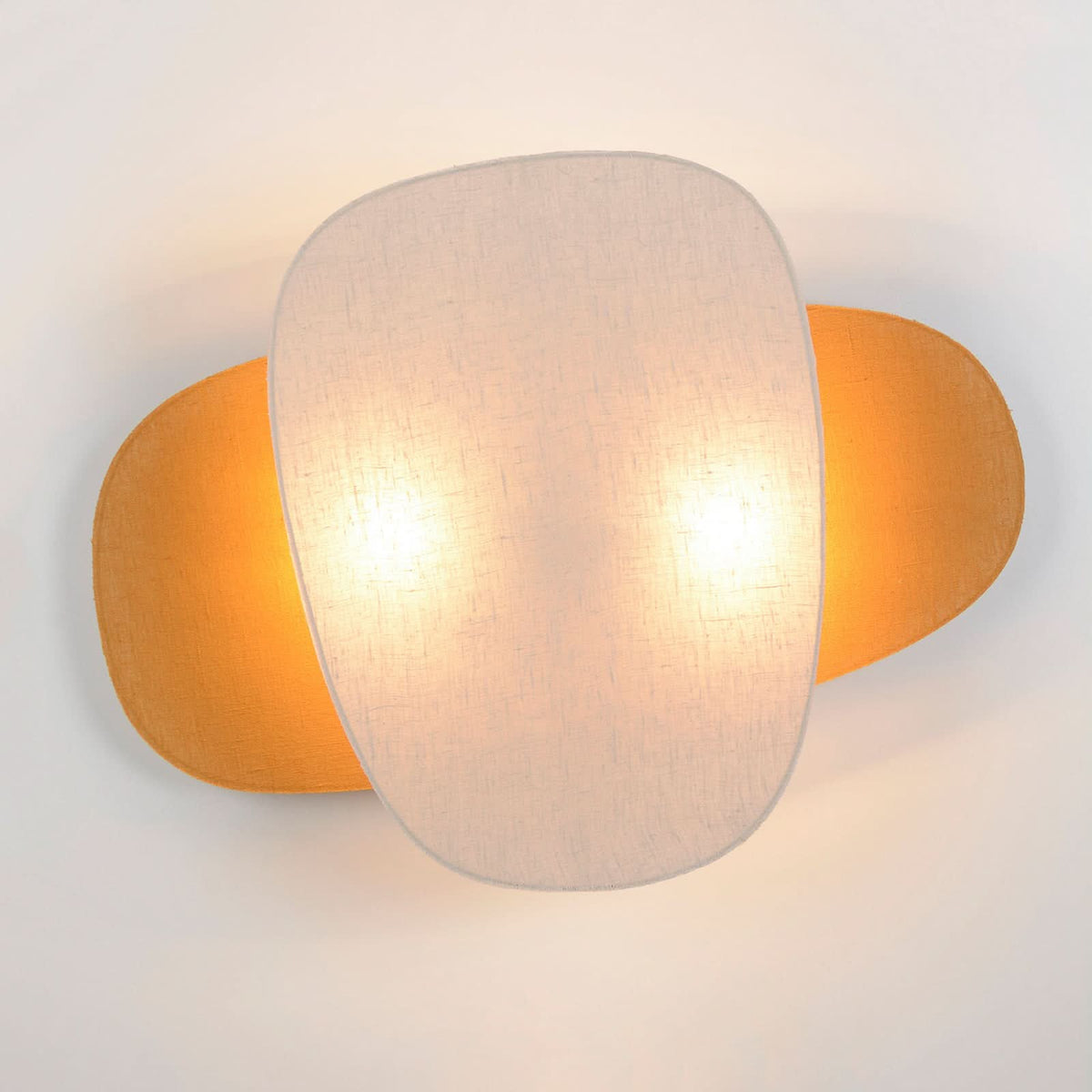 Applique murale Screen 70's en tissu, bouleau et jaune, 2 lumières, hauteur 76 cm
