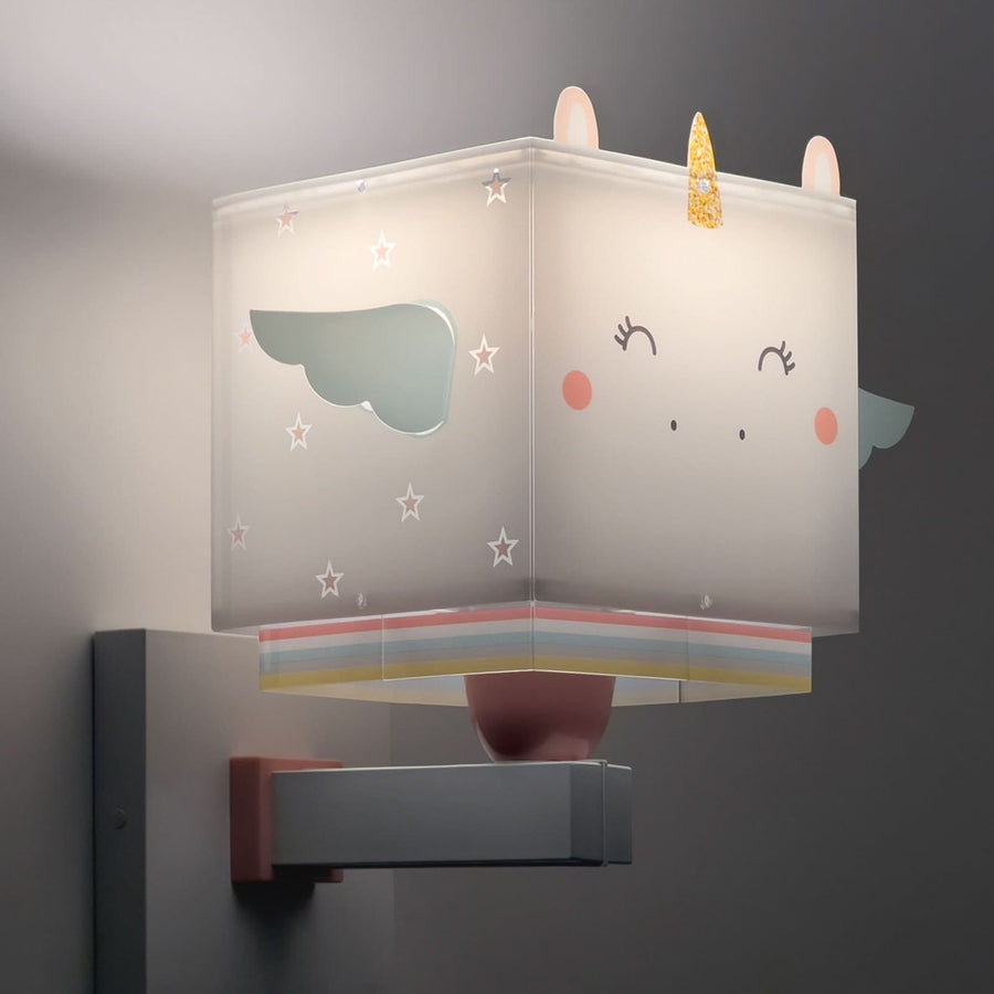 Applique murale Little Unicorn, blanc et bleu clair, hauteur 25,5 cm